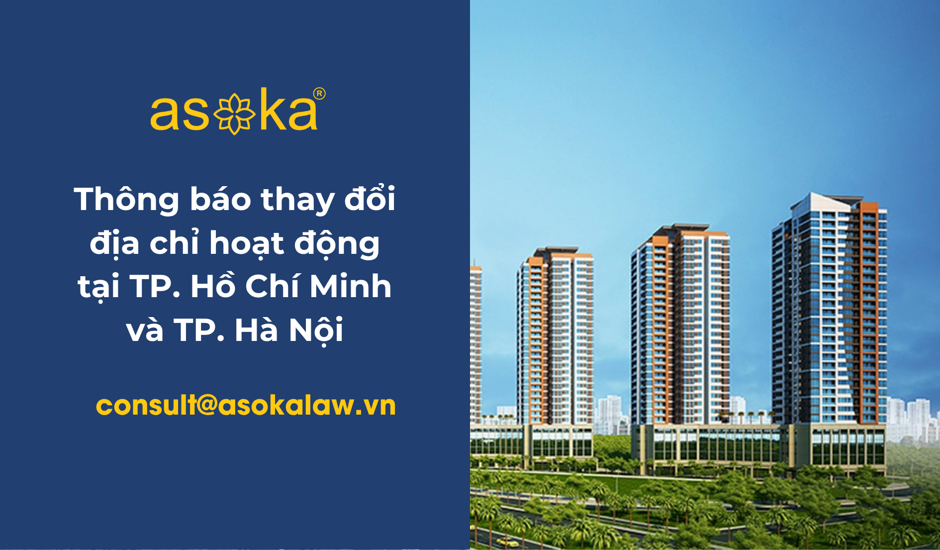 Thông báo thay đổi địa chỉ Asoka tại TP. HCM và Hà Nội